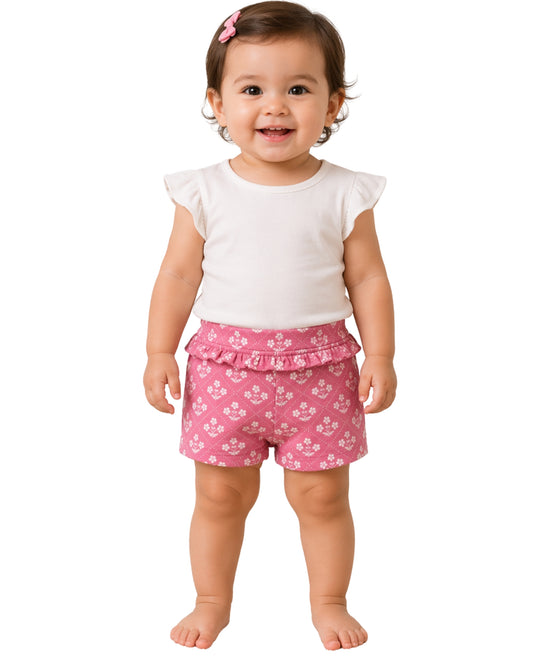 C & A Baby Girls Flower Casual Short