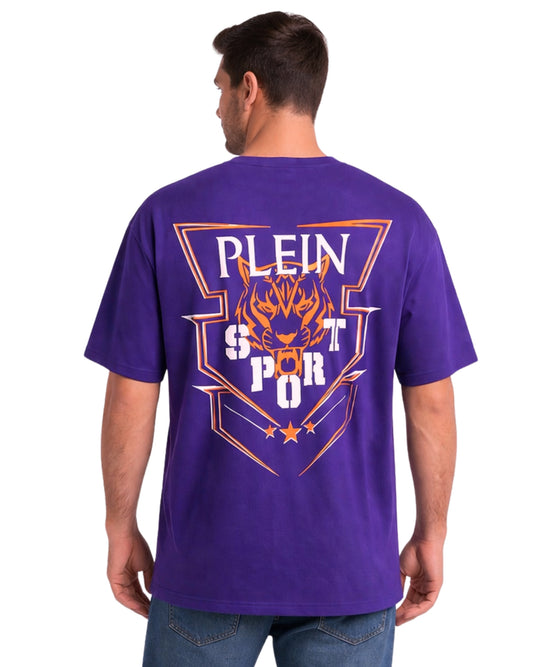 PLEIN SPORT Men Back Logo Wolf Graphic Sport T-Shirt