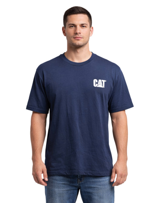 CAT Men Chest & Back Logo T-Shirt