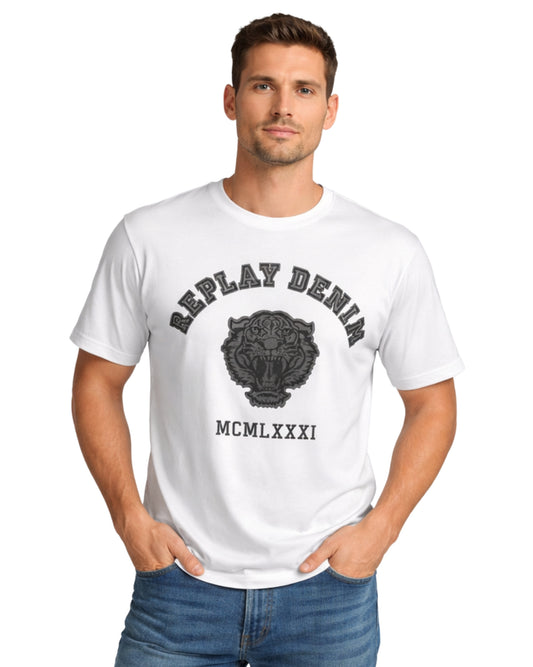 REPLAY Men Replay Denim Wolf T-Shirt