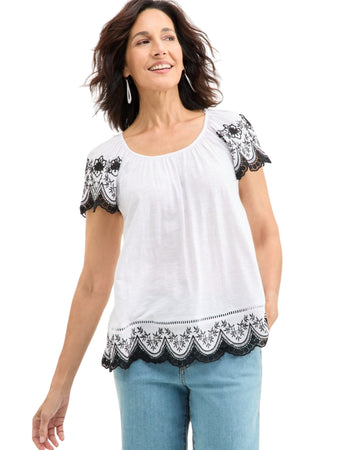 STYLE & CO Women Embroidered Blouse