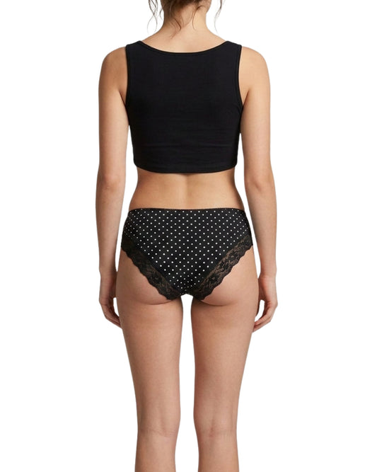 C & A Women Polka Dot Lace Trim Brief Pantie