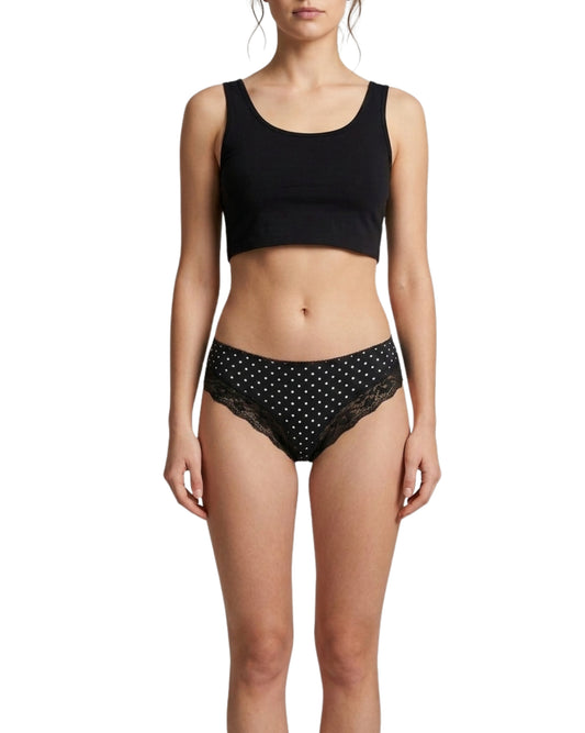 C & A Women Polka Dot Lace Trim Brief Pantie