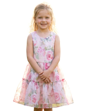 RARE EDITIONS Girls Floral Glitter Dress