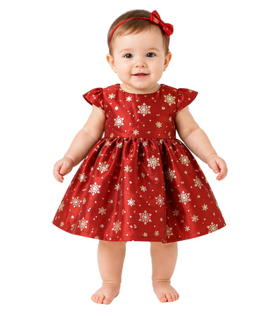 BONNIE JEAN Baby Girl Snow Flakes Dress