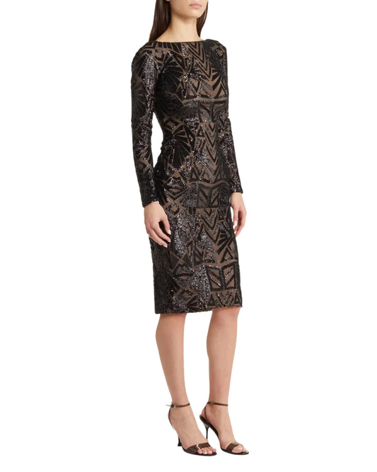 DRESS THE POPULATION Women Sequin Cocktail Dress