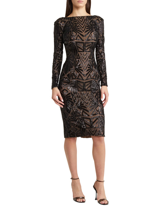 DRESS THE POPULATION Women Sequin Cocktail Dress