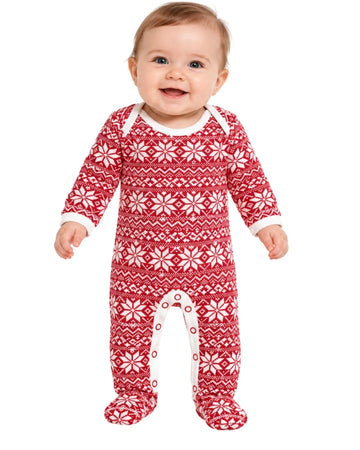 OKIE DOKIE Baby Girls Fair Isle Snowflake Print Overall