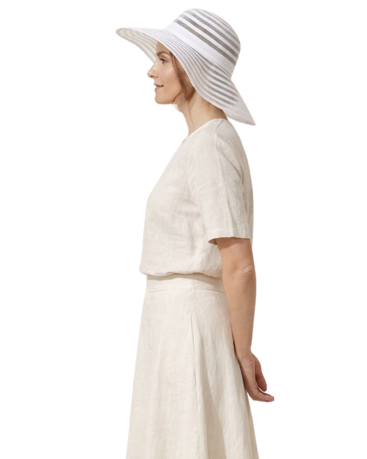 OIL & GAZ Women Brim Sheer Stripe Hat