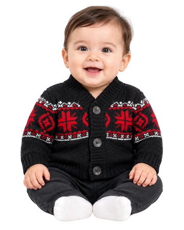OKIE DOKIE Baby Boys Nordic Pattern Knit Jacket