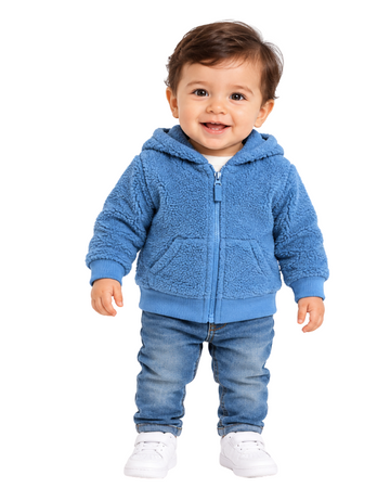 Baby Boy  Blue Sherpa Fleece Hooded Jacket
