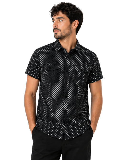 KENNETH COLE Men Dots Print Short Sleeve Shirt