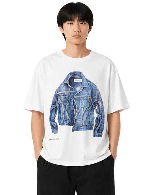 CK CALVIN KLEIN Men Jeans Pattern T-Shirt