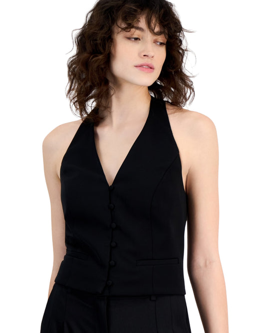 BAR III  Halter Button-Front Vest T-Shirt