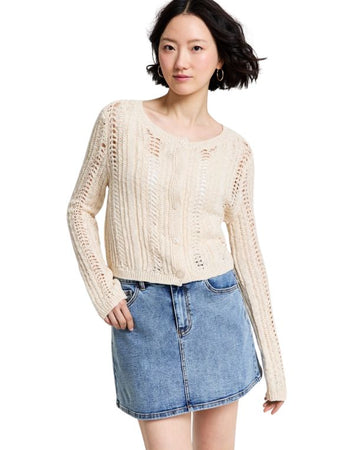 AND NOW THIS Women Delicate Open Knit Light Jacket