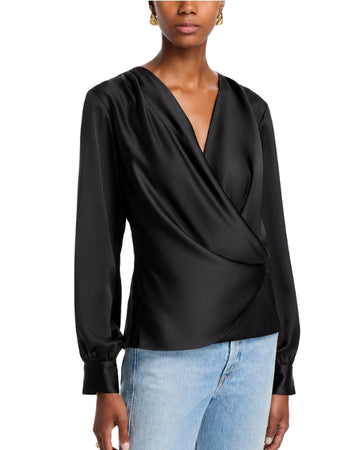 AQUA Women Draped Wrap-Front T-Shirt