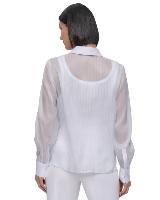 DKNY Women Sheer Stripe Shirt