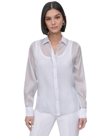 DKNY Women Sheer Stripe Shirt