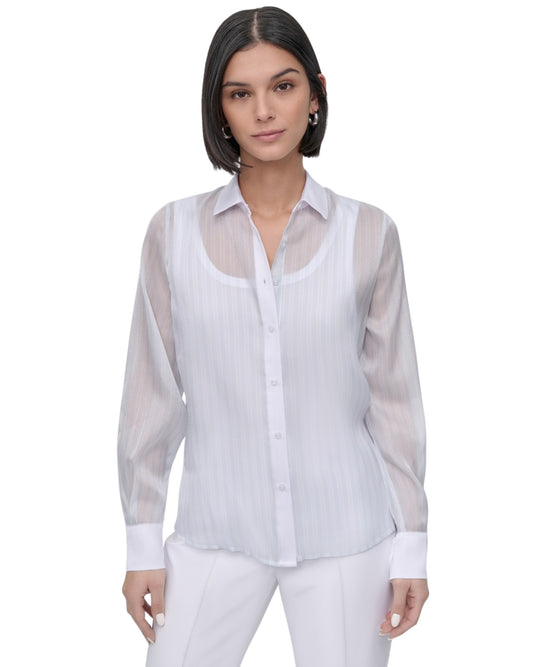 DKNY Women Sheer Stripe Shirt