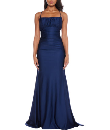 B.Darlin Women Square-Neck Ruched Strappy Sleeveless Dress