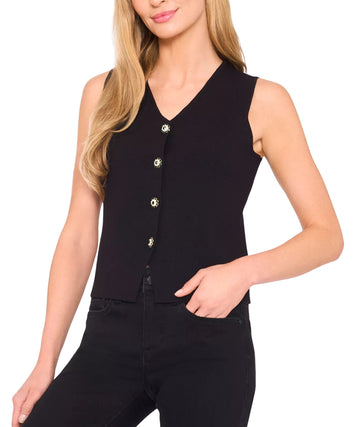 CECE Women Jewel Button Sleeveless Vest