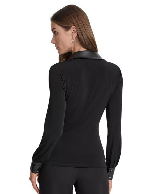 DKNY Women Twist Front Collared Top