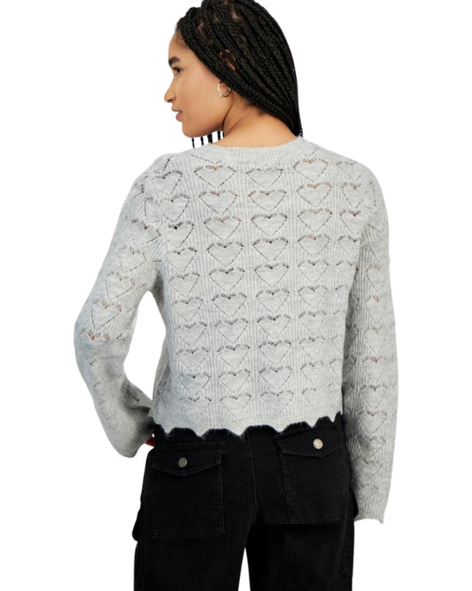 HOOKED UO Women Openwork Heart Pattern T-Shirt