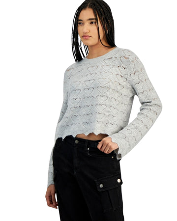 HOOKED UO Women Openwork Heart Pattern T-Shirt