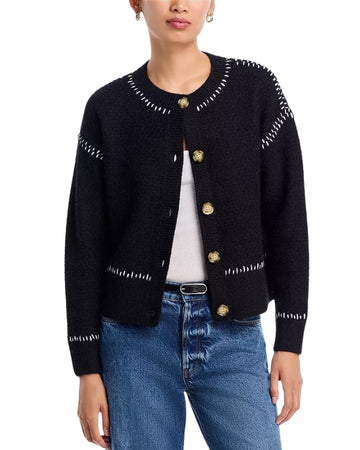 AQUA Women White Stitch Cardigan