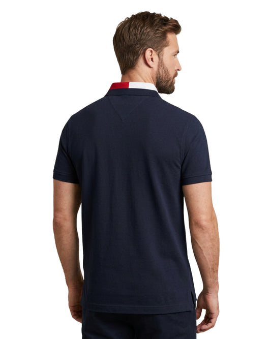 TOMMY HILFIGER Men Contrast Color Block Collar Polo Shirt