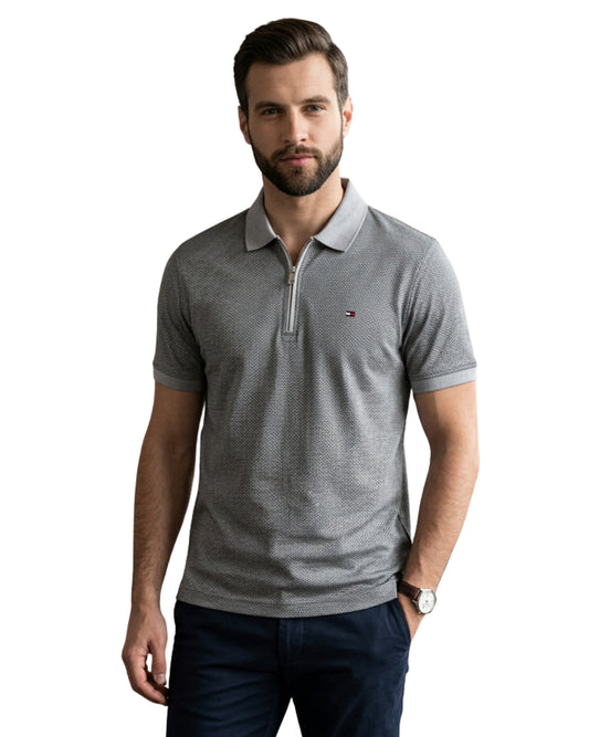 TOMMY HILFIGER Men Micro Pattern Textured Stylie Polo Shirt
