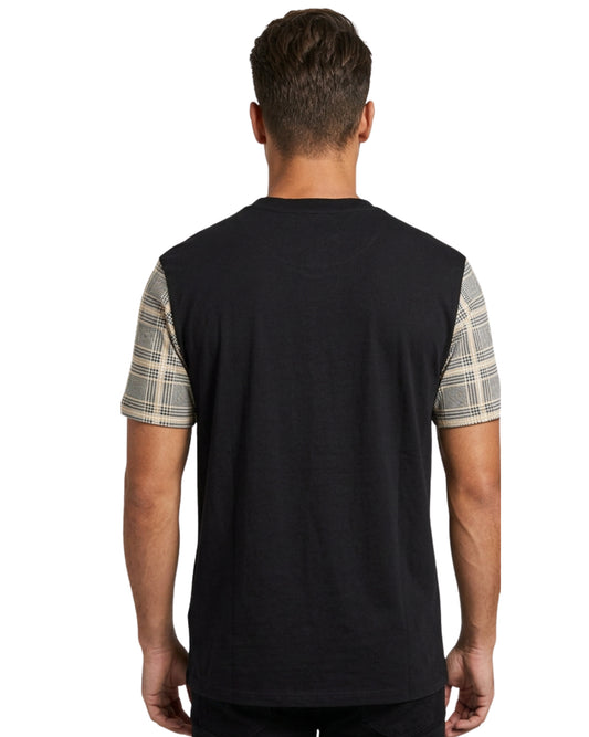 GUESS Men Plaid Panel Logo T-Shirt