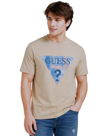 GUESS Men Iconic Triangle Logo T-Shirt