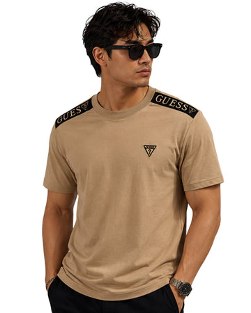 GUESS Men Embroidered GUESS Triangle Logo T-Shirt