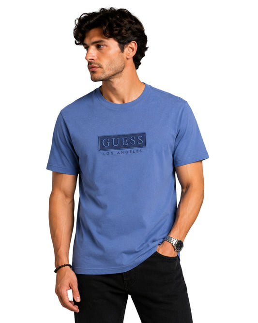 GUESS Men Front Logo Patch Casual T-Shirt
