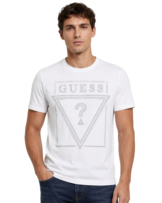GUESS Men Triangle Emblem Designed Short Sleeve T-Shirt