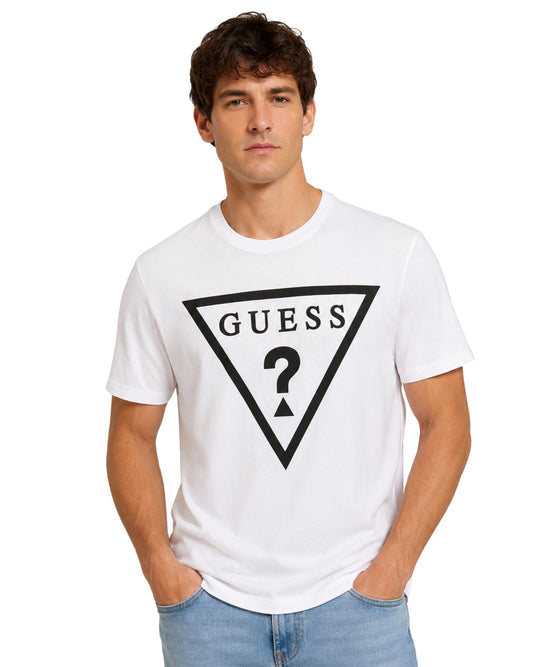 GUESS Men Triangle Logo Sign T-Shirt