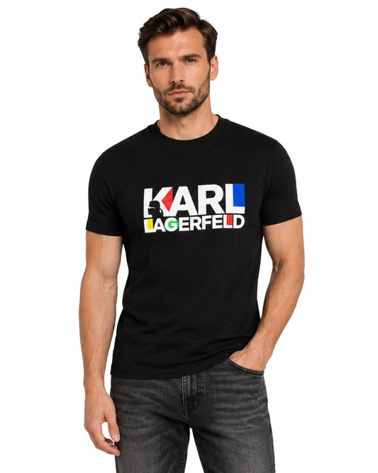 KARL LAGERFELD Men Bold Multi Color Front Logo T-Shirt