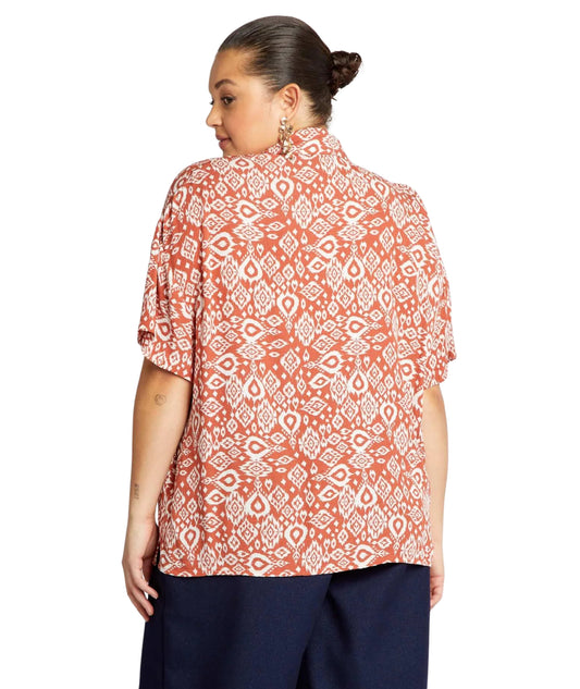 KIABI Women Orange patterned Short Sleeve Shirt