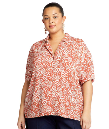 KIABI Women Orange patterned Short Sleeve Shirt