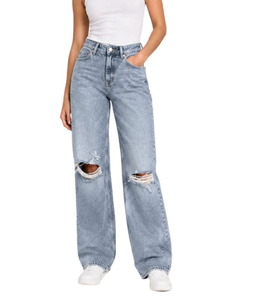 KIABI Women Ripped Wide Leg Jeans