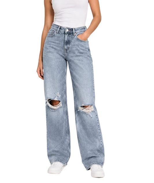 KIABI Women Ripped Wide Leg Jeans