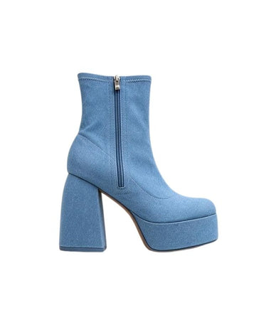 FOREVER 21 Women Denim Look Finish Boot