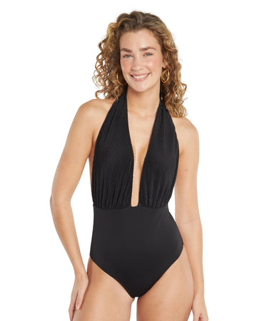 KIABI Women Plunge Halter One Piece Swimsuit