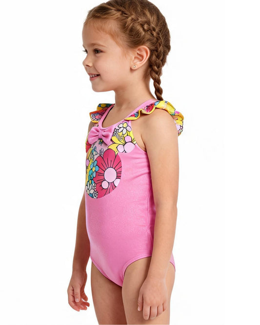 YAMAMAY Baby Girls Floral Glittering Swim Suit
