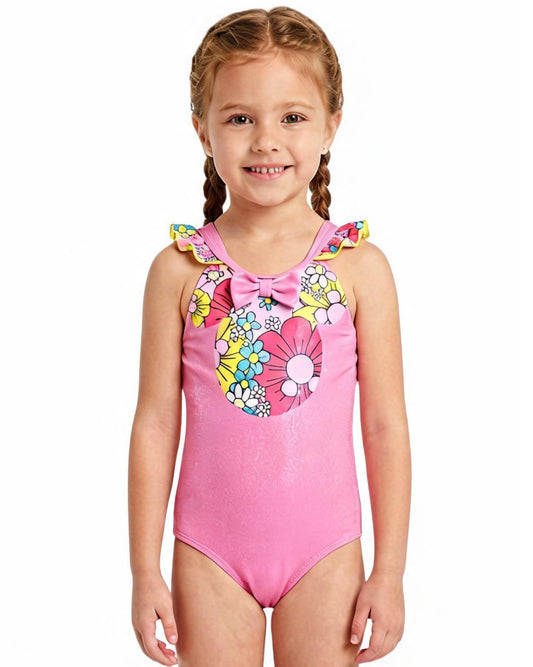 YAMAMAY Girls Floral and Glitter Swim Suit