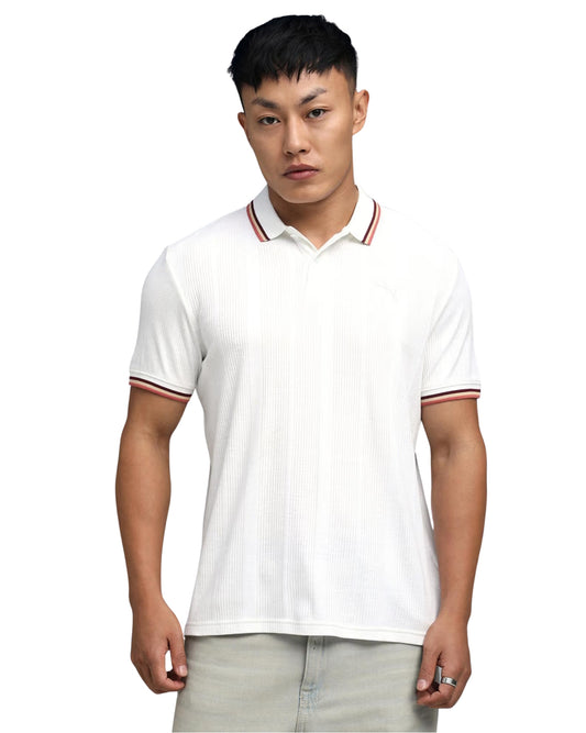 PUMA Men Ribbed Texture Fabric Polo Shirt