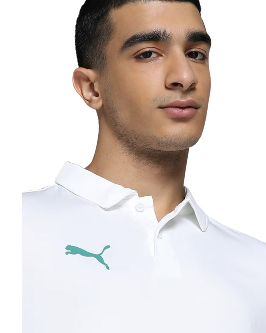 PUMA Men Teal Puma Chest Logo Polo Shirt