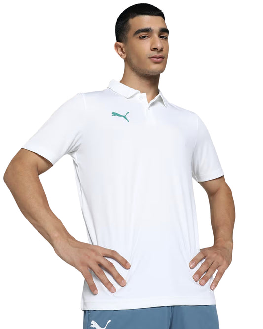 PUMA Men Teal Puma Chest Logo Polo Shirt