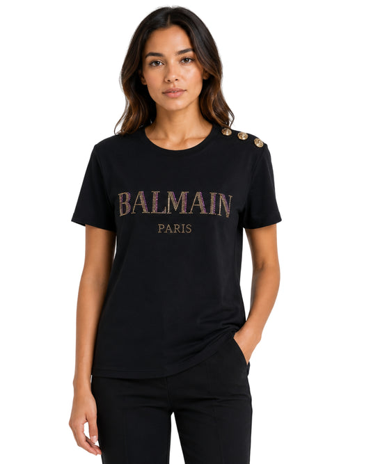 BALMAIN Women Gold Balmain Paris T-Shirt